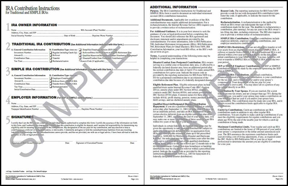 IRA Contribution Instructions Simple Wolters Kluwer