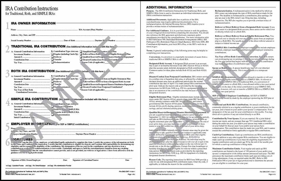 IRA Contribution Instructions ROTH Simple Wolters Kluwer