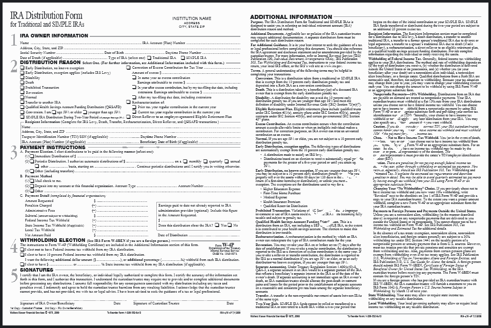 Traditional IRA Distribution Form Wolters Kluwer
