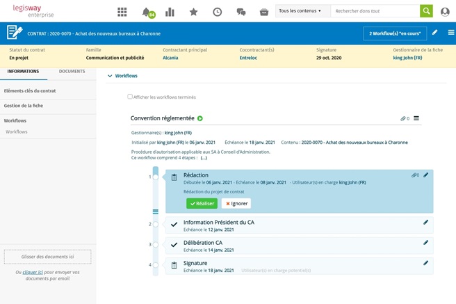 Capture de gestion du module de cycle de vie du contrat