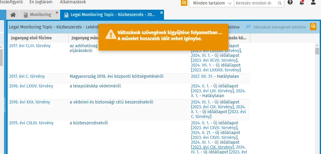 Jogtár oktatás - Legal Monitoring 4 - Változások szövege.png