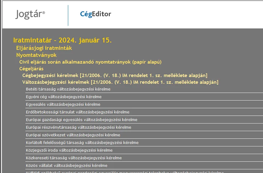 Cégeditor fastruktúra