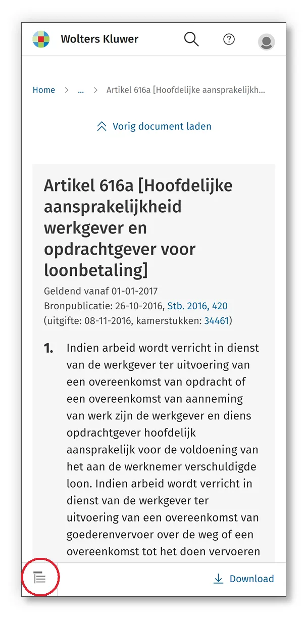 T&C Webapp still terug gaan