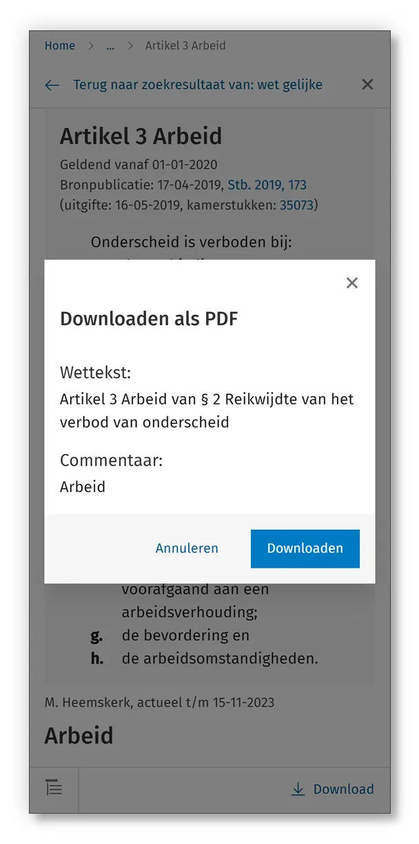 T&C Webapp still downloaden scherm