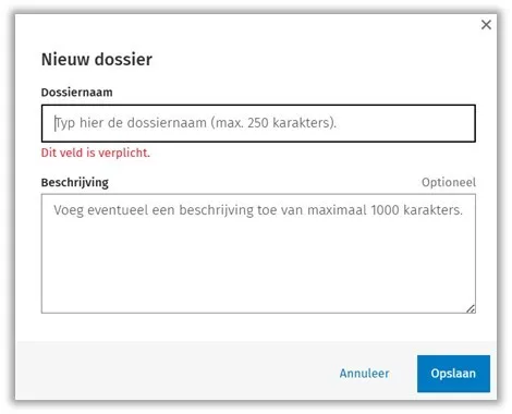 InView Tax Mijn dossiers nieuw dossier aanmaken