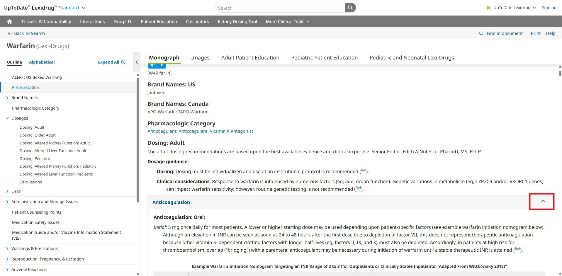 Viewing Content within Collapsible Sections