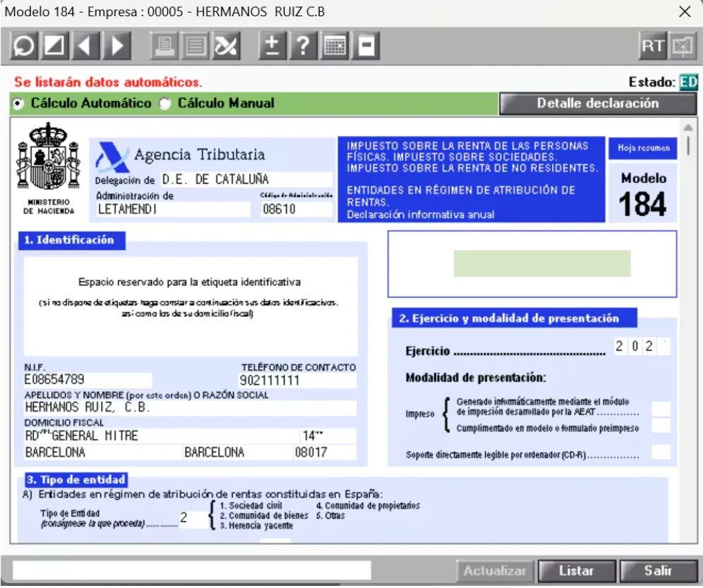 modelo 184 a3responde