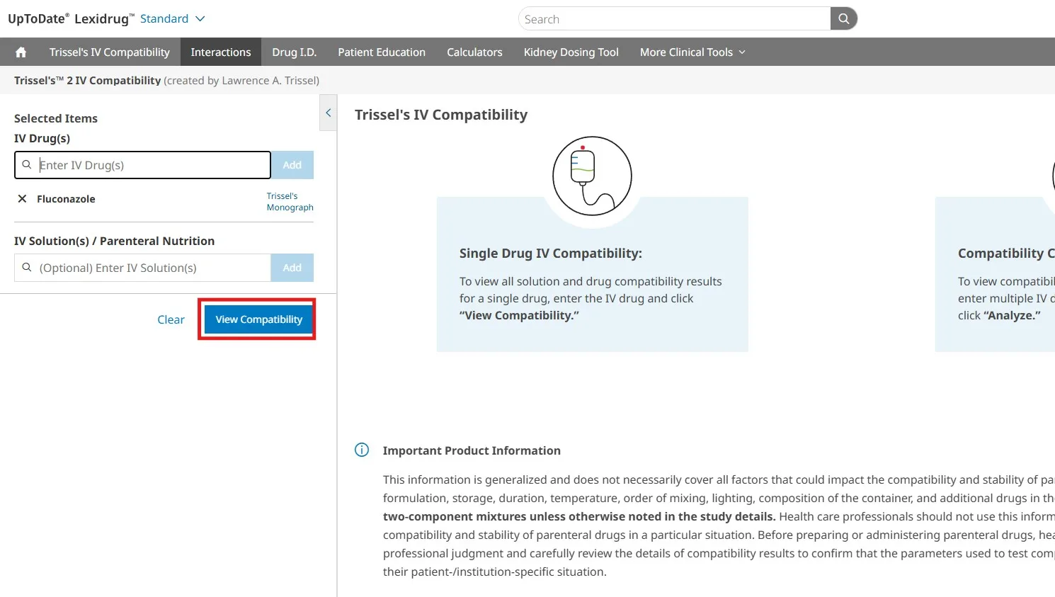 Lexicomp Trissel's IV Compatibility