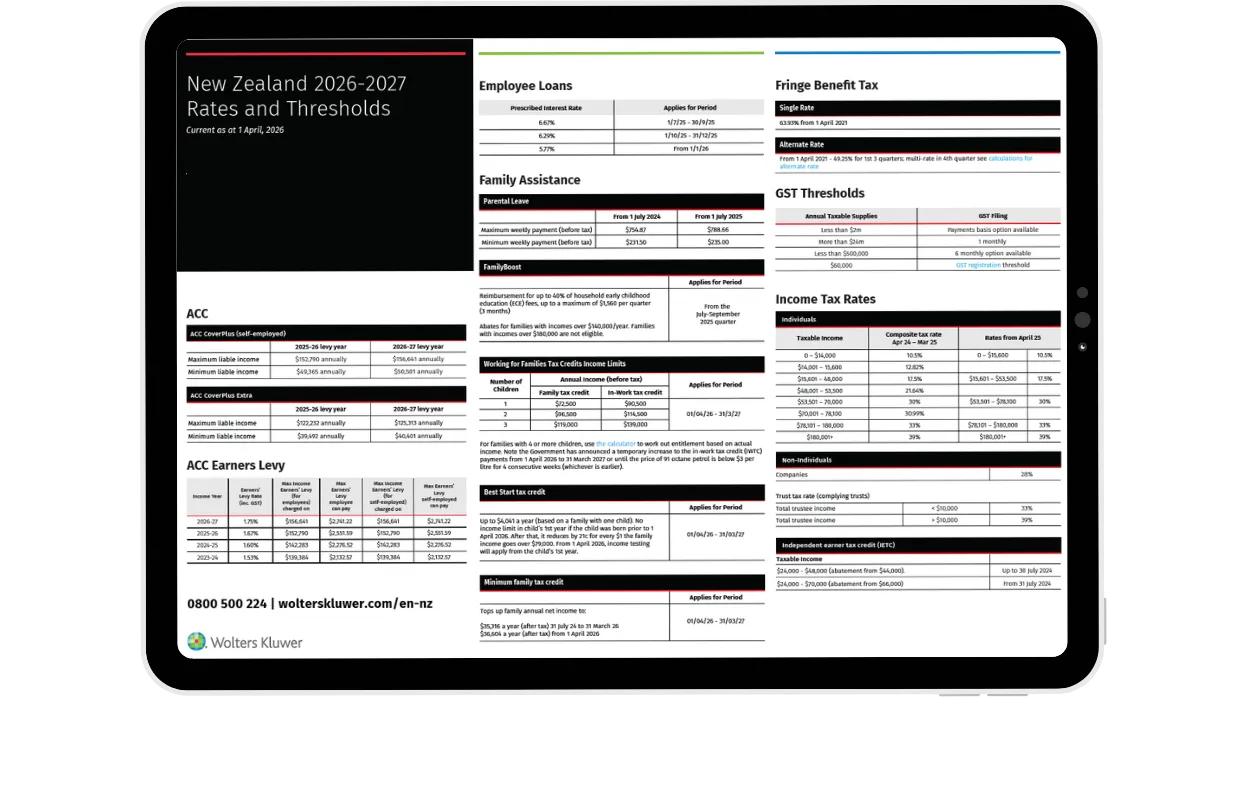 walter klower tax bracket pocket guide Quick access to the latest New Zealand tax rates and thresholds for the  2026-2027 income year