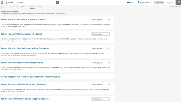 patient ed asthma search results