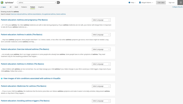 patient ed asthma search results