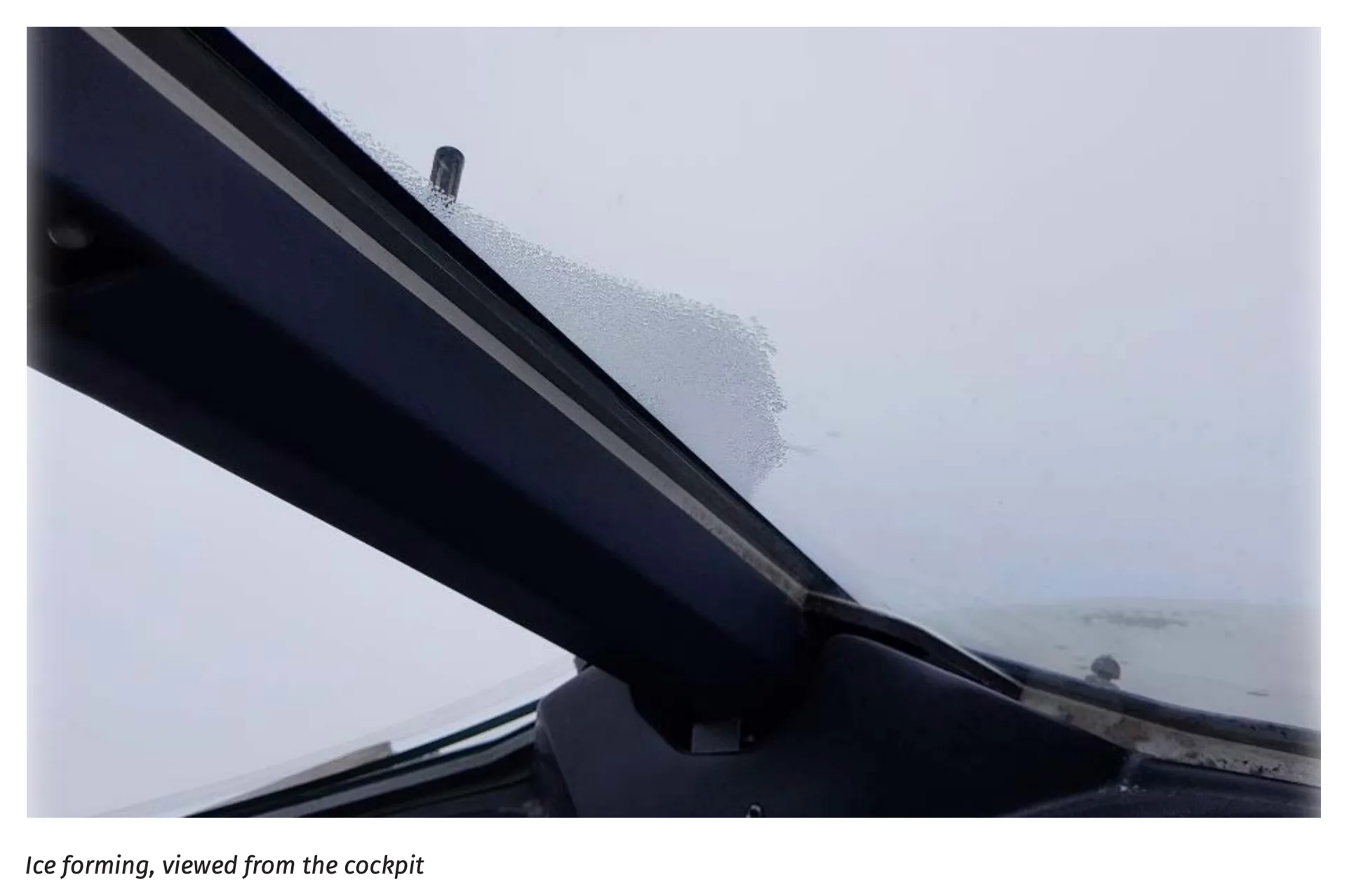 ice forming on a cockpit window