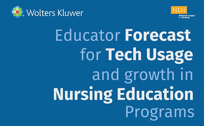 Infographic header: Educator forecast for tech usage and growth in nursing education programs