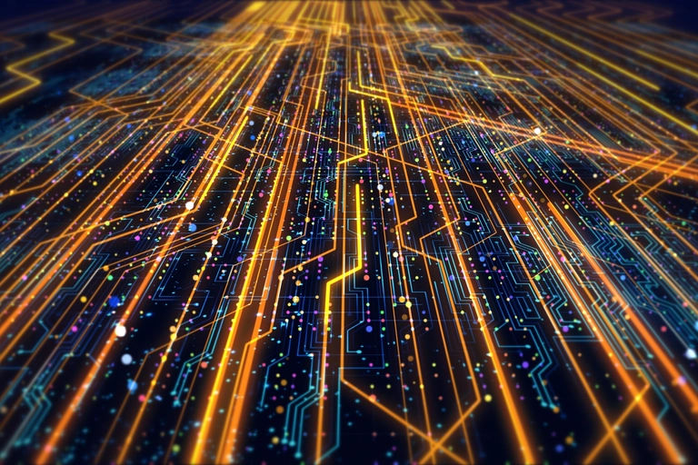 Futuristic Circuit Board Render With Bokeh Effects