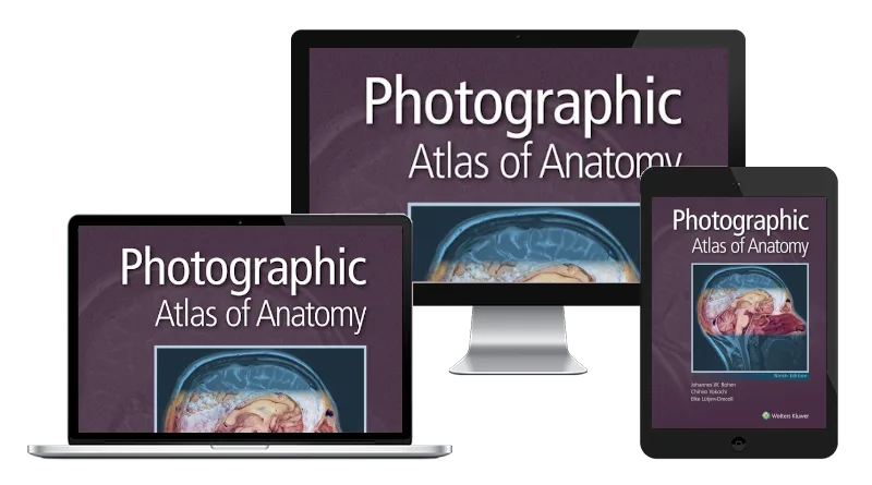 Photographic Atlas of Anatomy book cover on multiple device screens