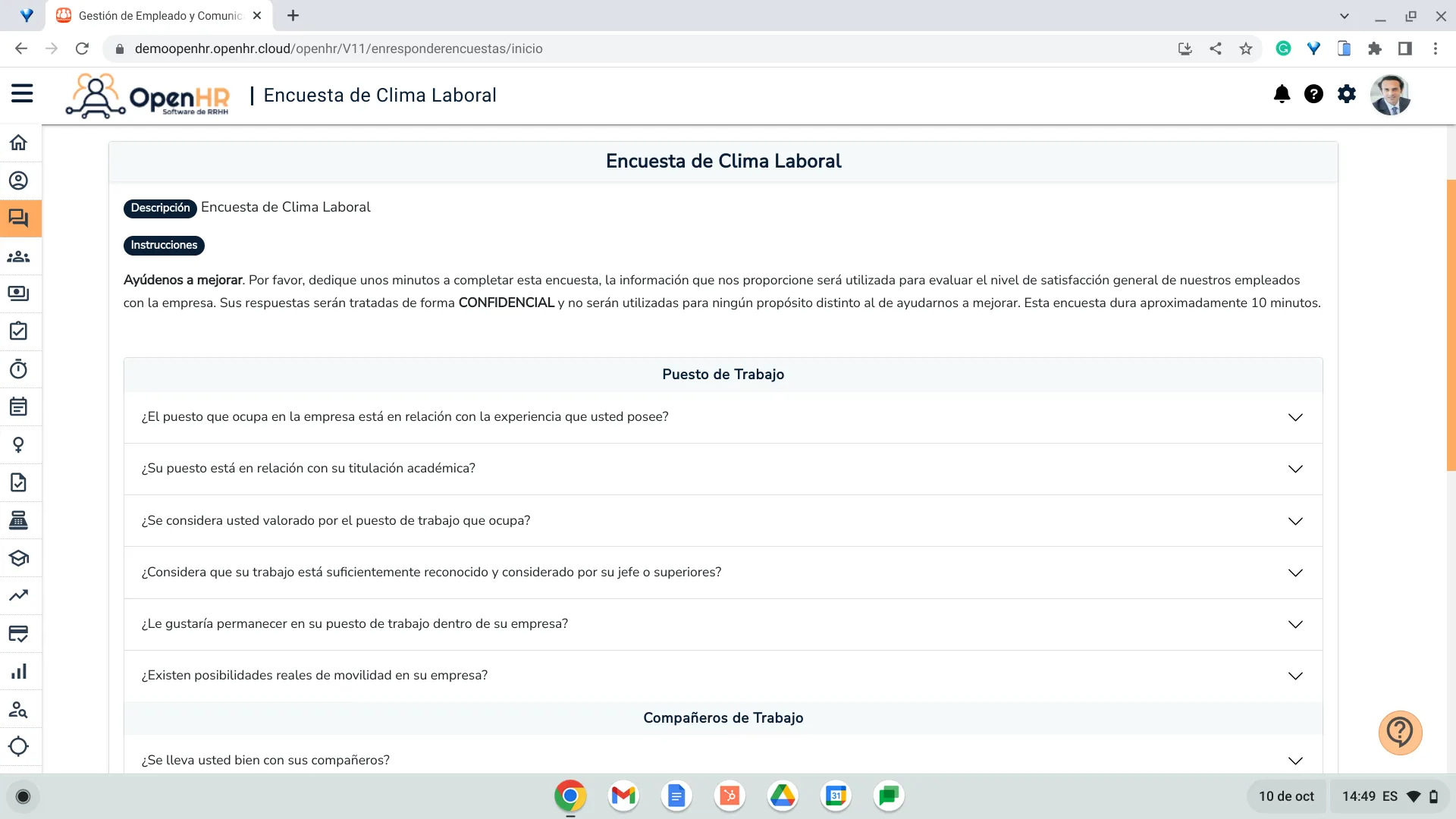 encuesta clima laboral ejemplo