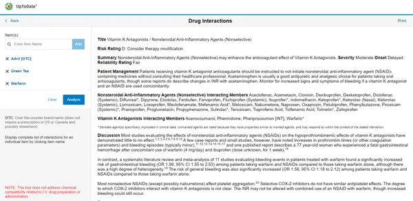 drug interactions summary