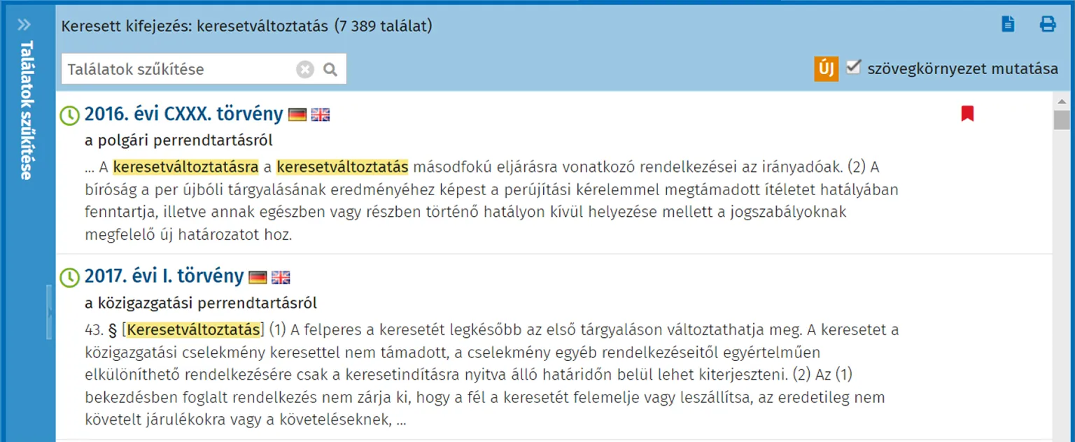 Jogtár újdonságok 2023 Q1 - szövegkörnyezet