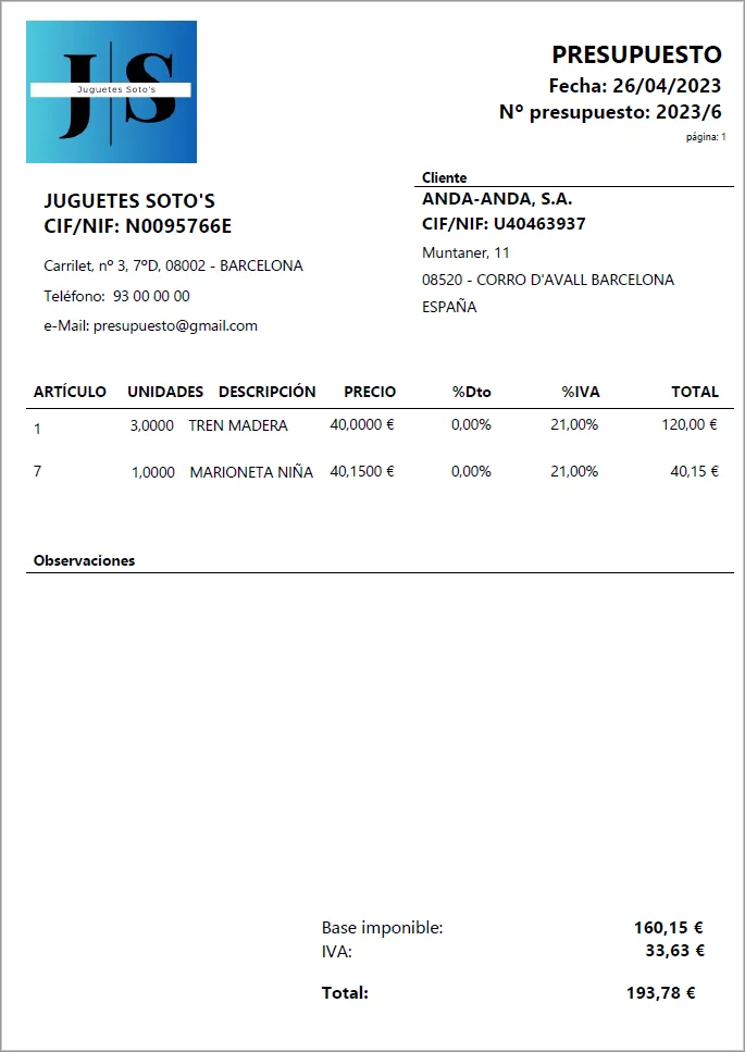 imagen presupuesto ejemplo