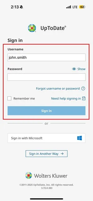 mobile log in