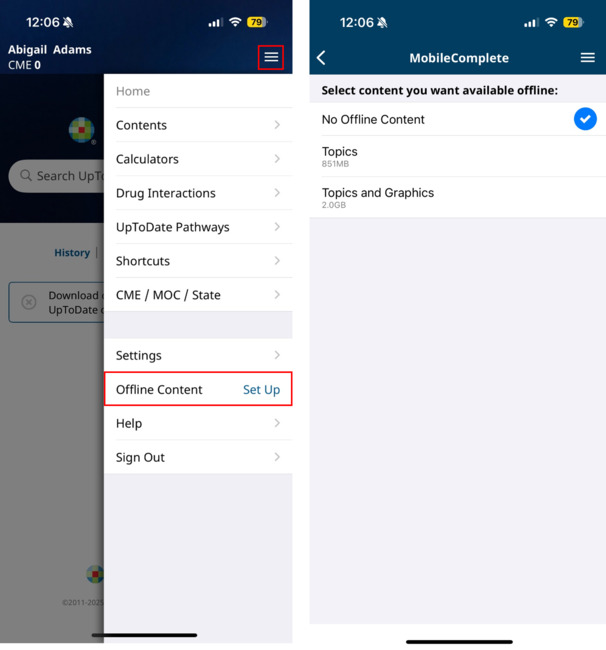 mobile app offline content set up