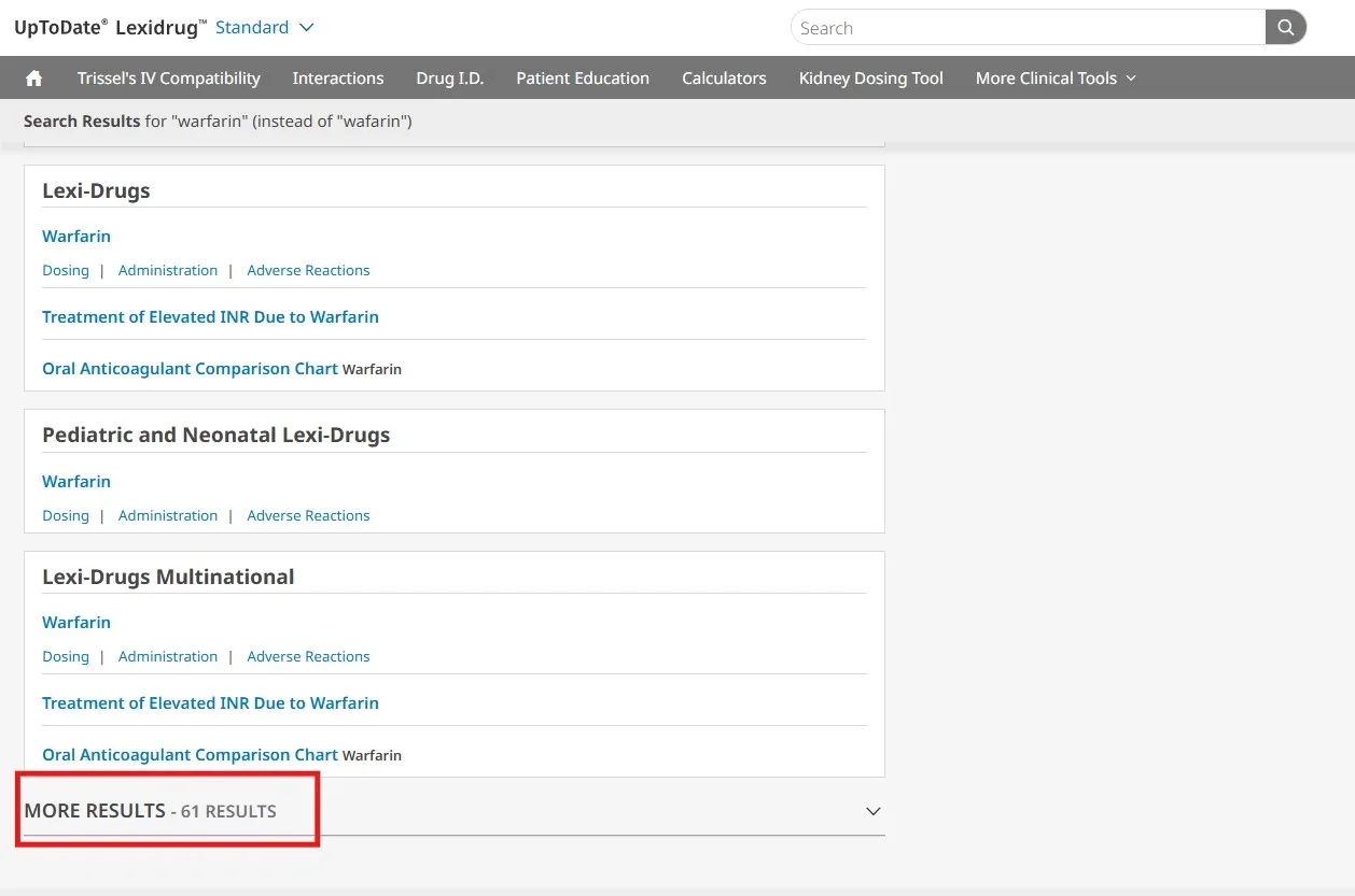 Lexicomp search results