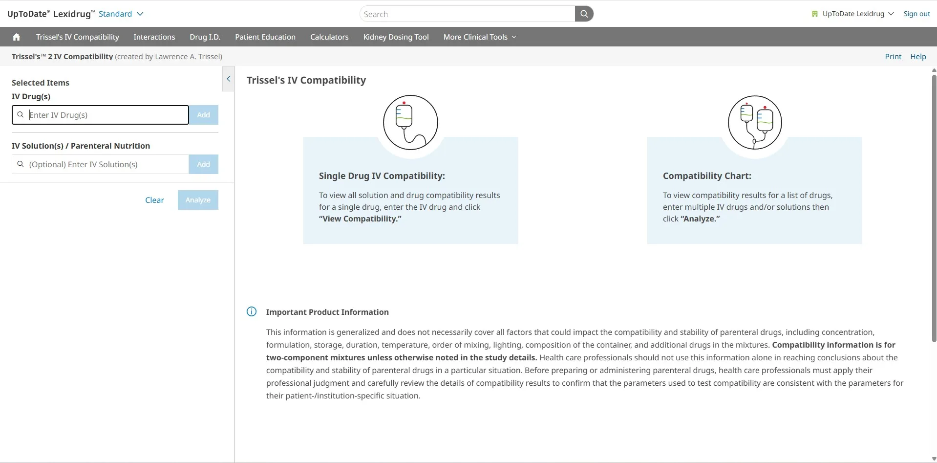 Lexicomp Trissel's IV Compatibility