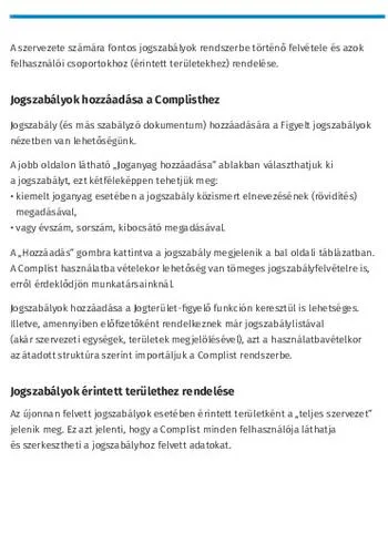 Complist ismertető - érintett területek